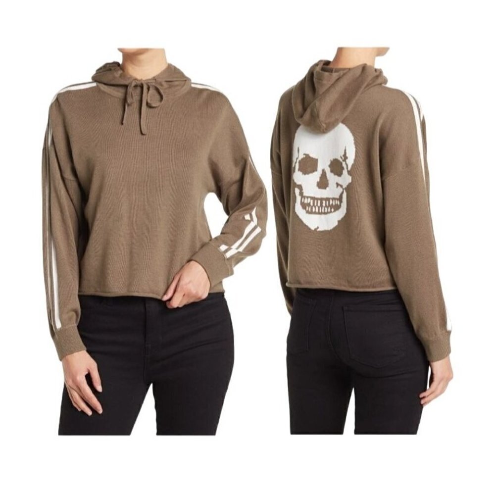 NWT Skull Cashmere Marissa Crop Pullover Hoodie Military Green Size XS
